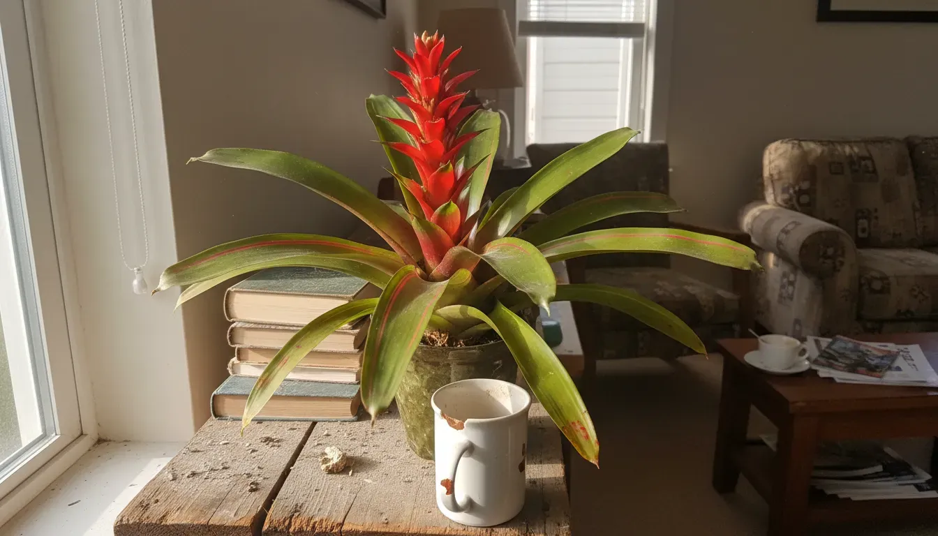 Bromeliad in a casual indoor setting