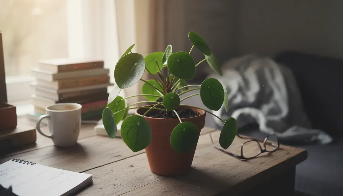 Chinese Money Plant in a casual indoor setting